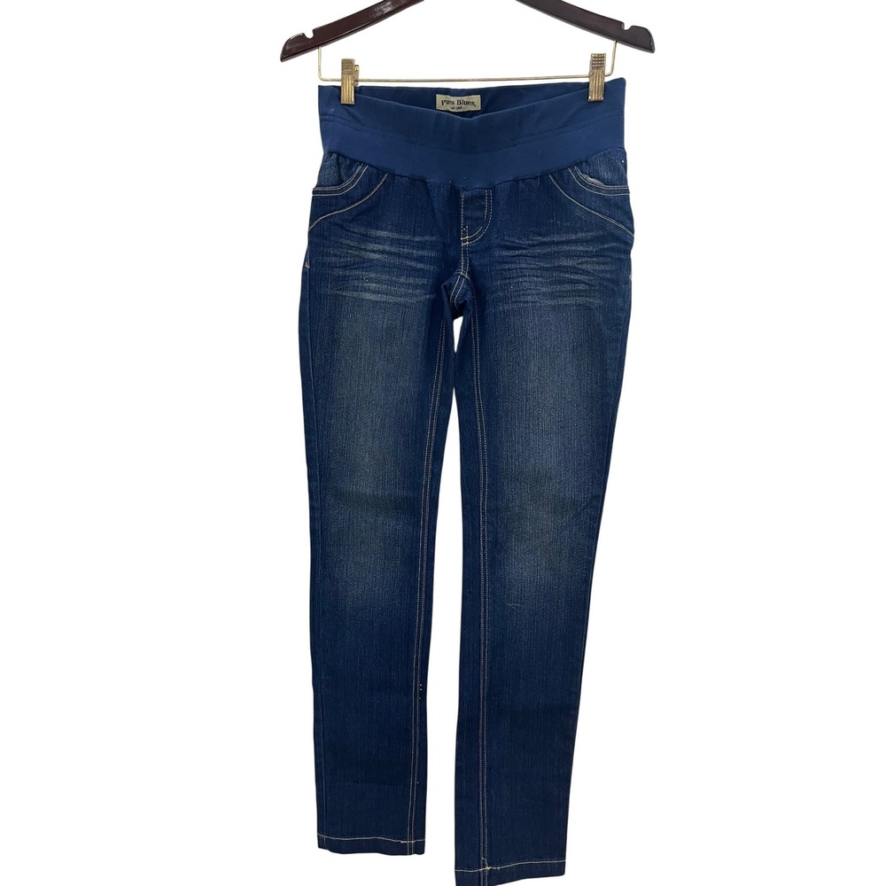 Paris Blues Maternity Skinny Jeans Womens Size S Blue Good Over Belly Elastic